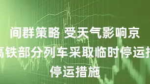 间群策略 受天气影响京沪高铁部分列车采取临时停运措施